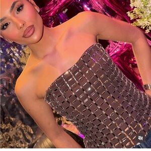 NWT ZARA VIRAL 2025 collection SPARKLY MESH TOP 
 size S
🚨firm price